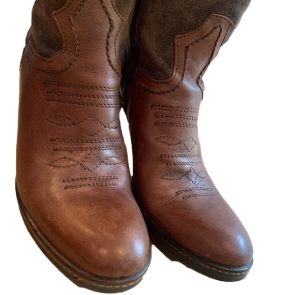 Vtg Italian ALTO GRADIMENTO Womens Brown Suede leather Cowboy boots - Picture 15 of 17